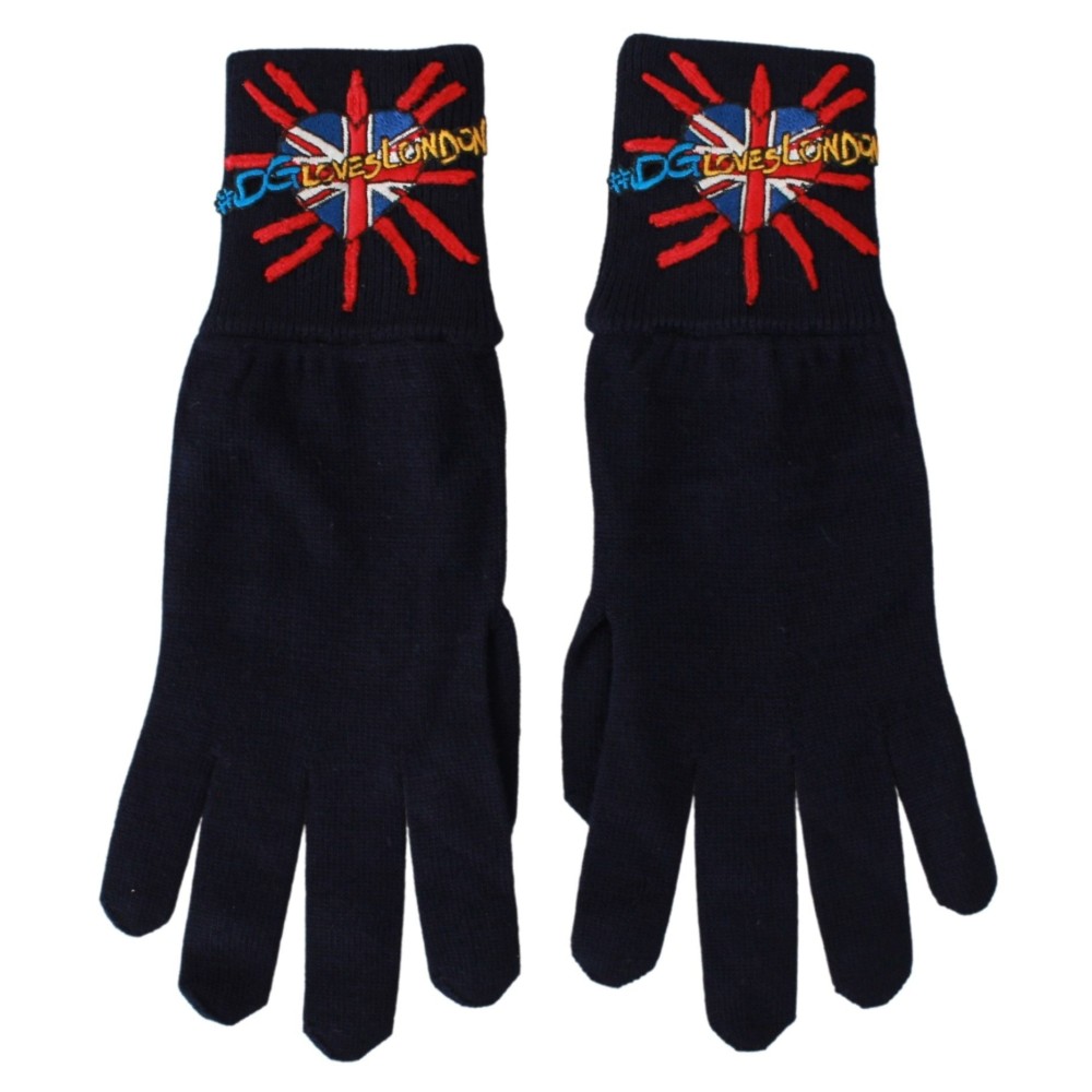 Dolce & Gabbana Blaue Unisex-Handschuhe aus Schurwolle