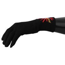 Dolce & Gabbana Elegante schwarze Schurwoll-Unisex-Handschuhe