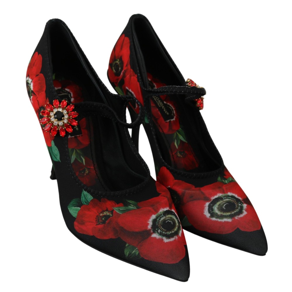 Dolce & Gabbana Geblümte Mary Janes Pumps mit Kristall-Detail