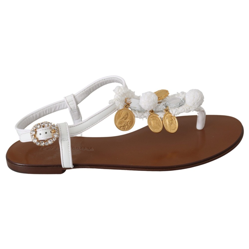 Dolce & Gabbana Pom Pom Flip Flop Knöchelriemen Flats