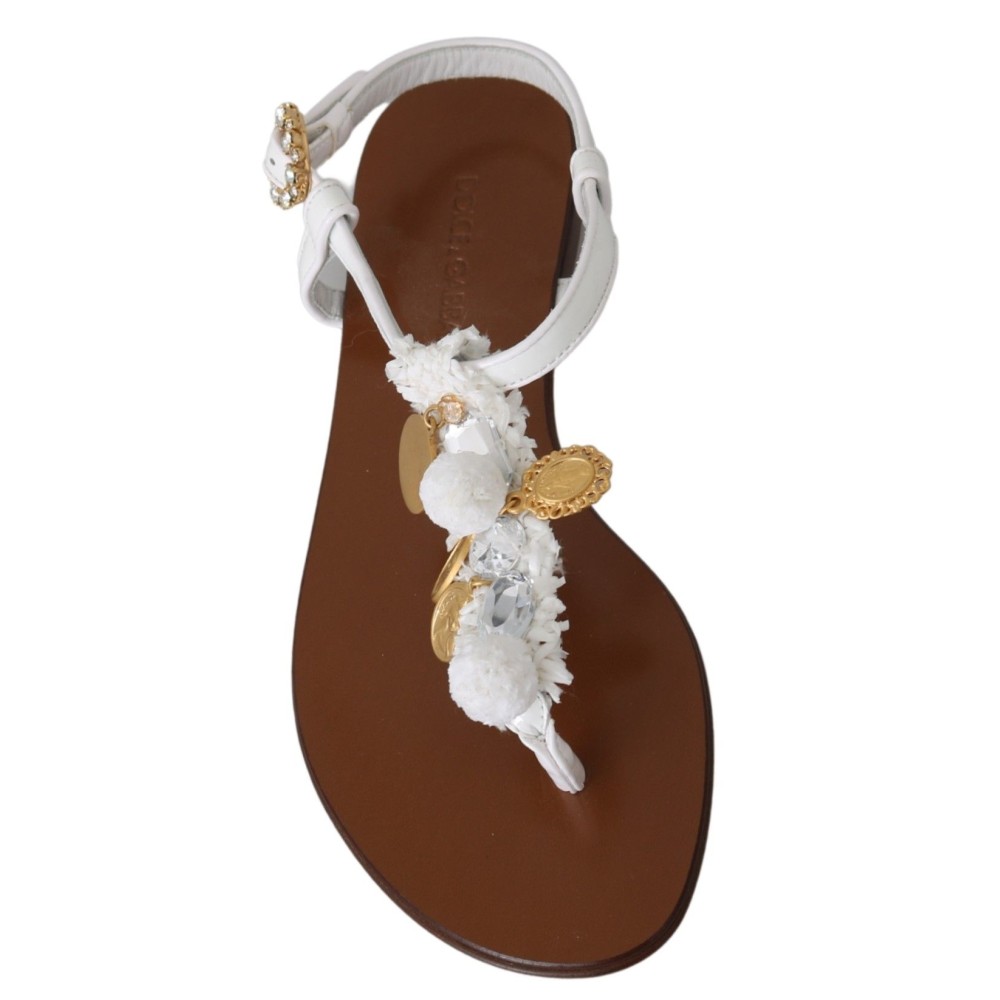 Dolce & Gabbana Pom Pom Flip Flop Knöchelriemen Flats