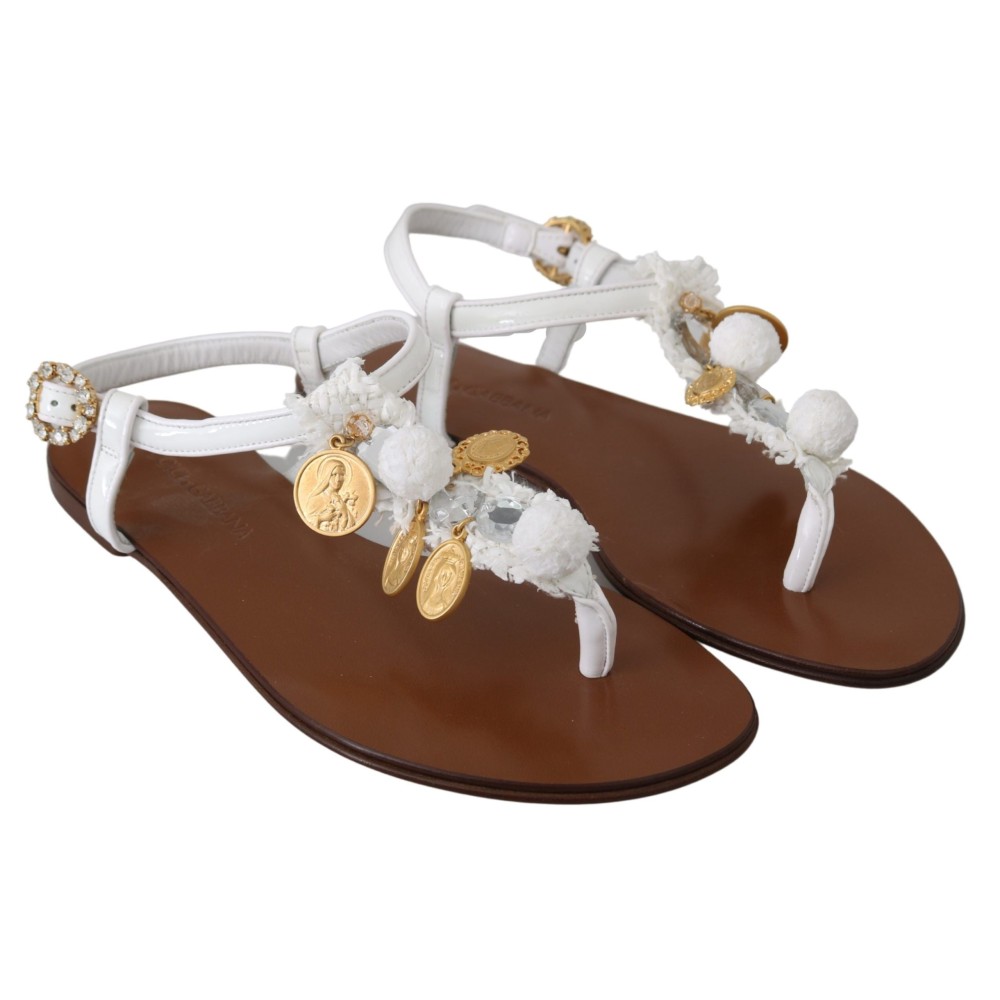 Dolce & Gabbana Pom Pom Flip Flop Knöchelriemen Flats