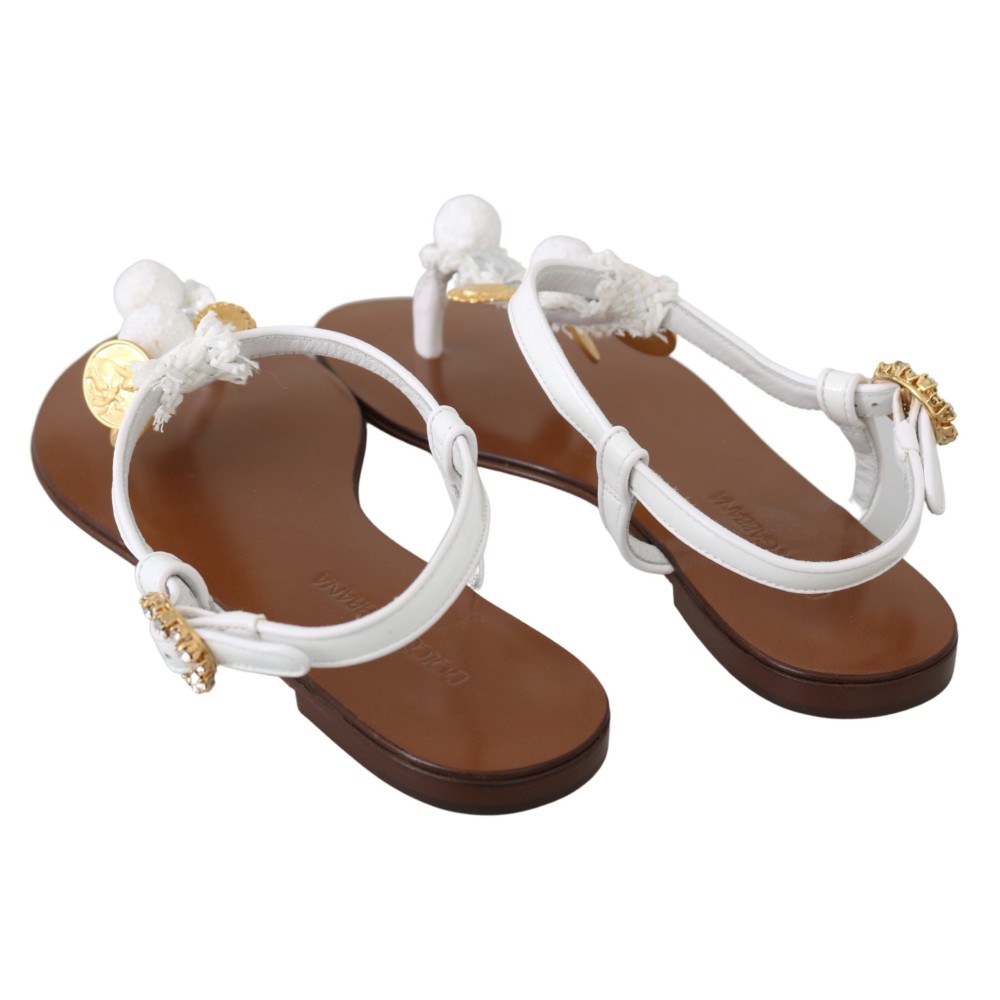Dolce & Gabbana Pom Pom Flip Flop Knöchelriemen Flats