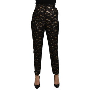 Dolce & Gabbana Elegante konisch zulaufende Brokat-Hose mit hoher Taille