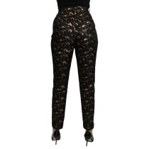 Dolce & Gabbana Elegante konisch zulaufende Brokat-Hose mit hoher Taille