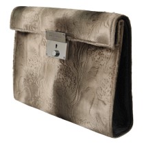 Dolce & Gabbana Beige Samt Krokoprägung Leder Aktentasche Clutch