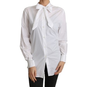 Dolce & Gabbana Elegante Bluse mit Schalkragen aus Baumwolle
