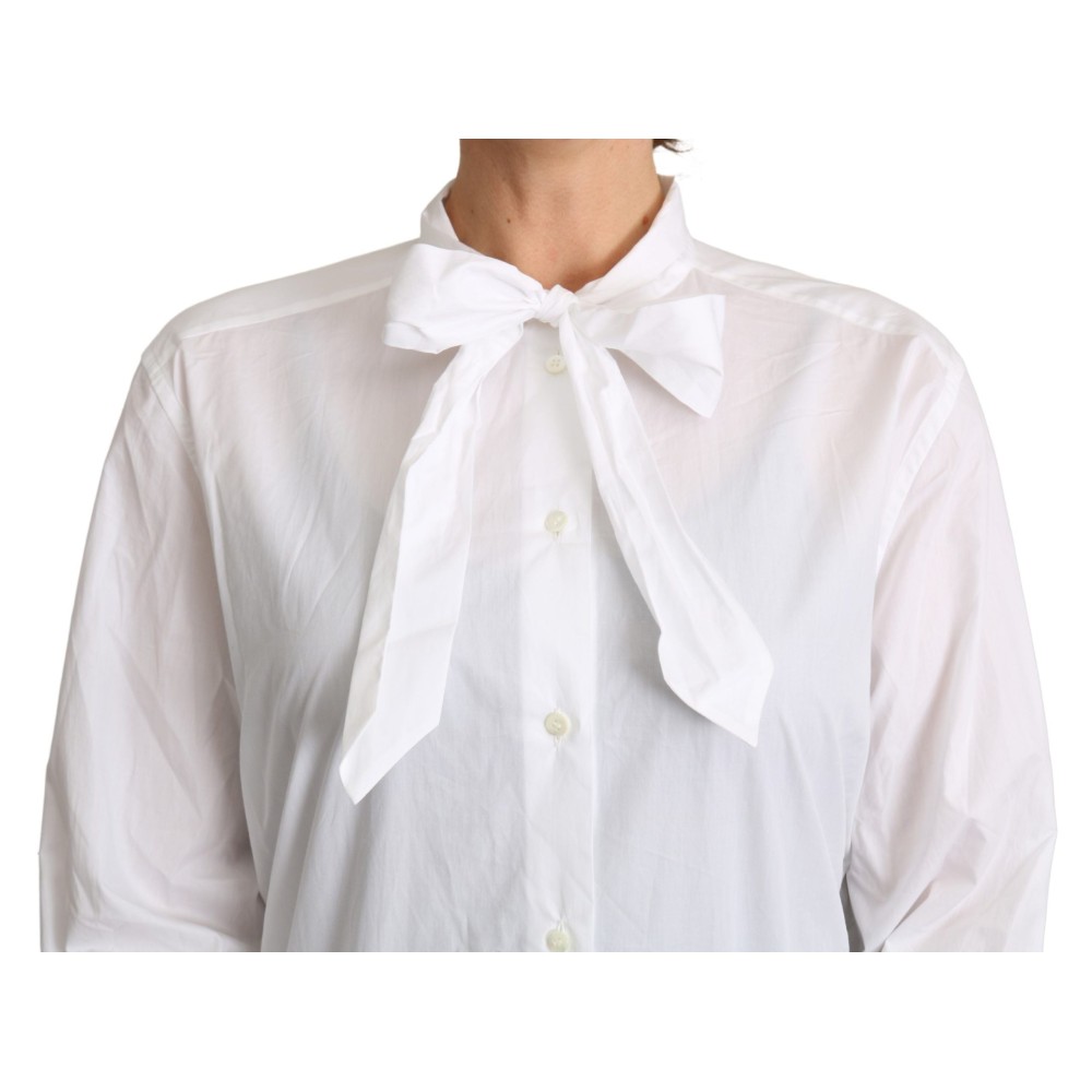 Dolce & Gabbana Elegante Bluse mit Schalkragen aus Baumwolle
