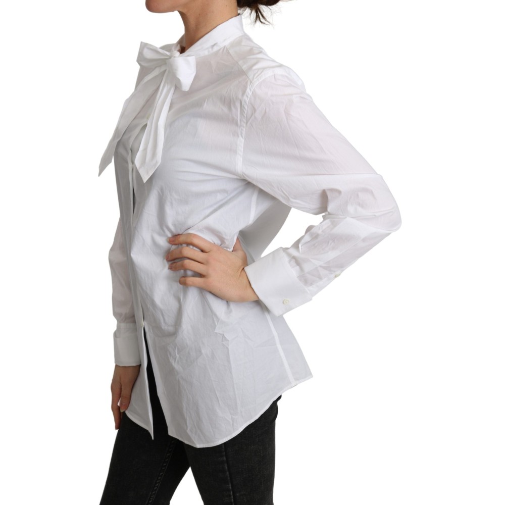 Dolce & Gabbana Elegante Bluse mit Schalkragen aus Baumwolle
