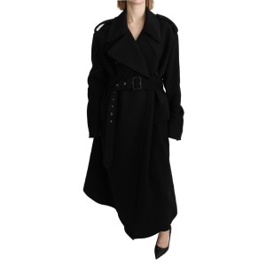 Dolce & Gabbana Eleganter Trenchcoat aus schwarzer Wolle