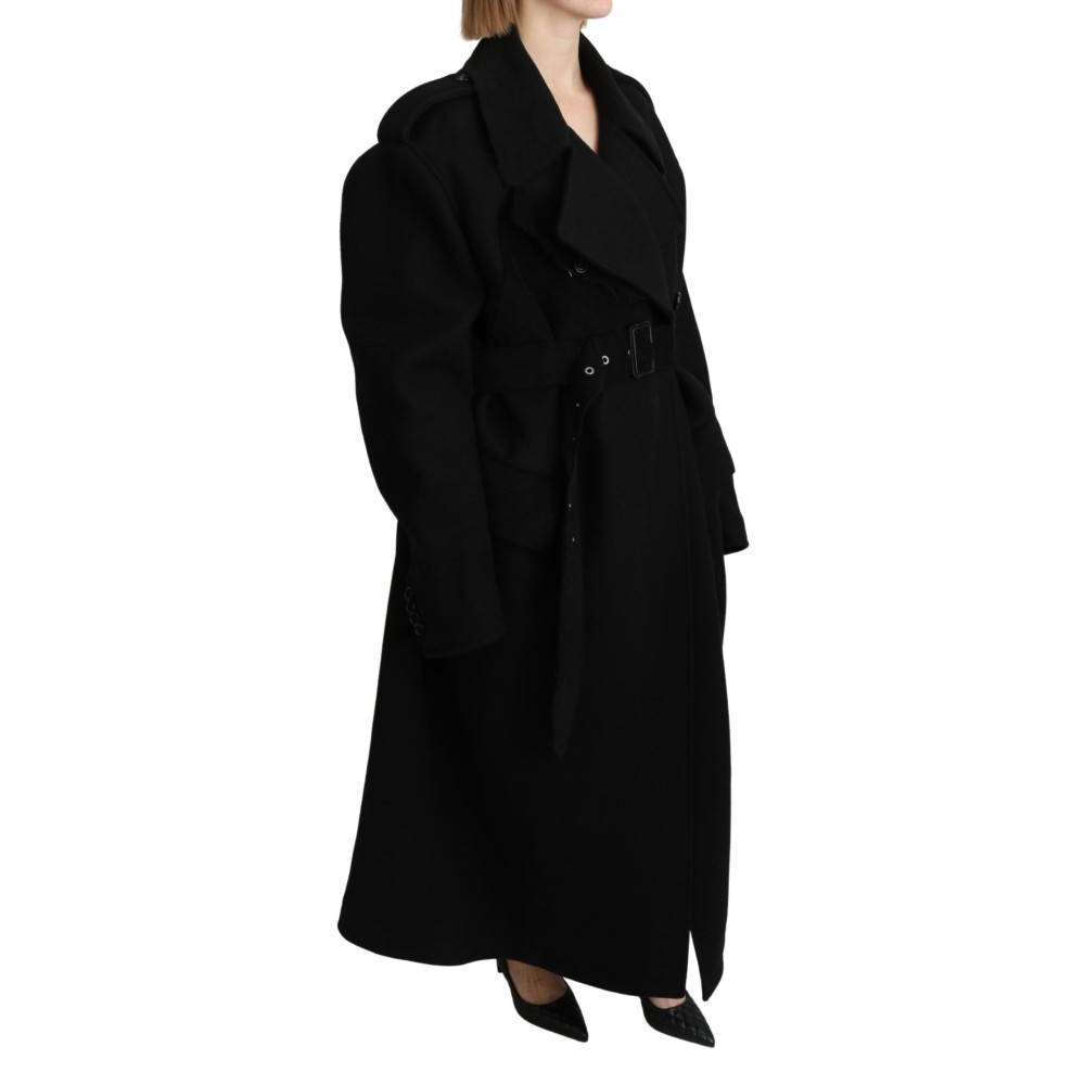 Dolce & Gabbana Eleganter Trenchcoat aus schwarzer Wolle