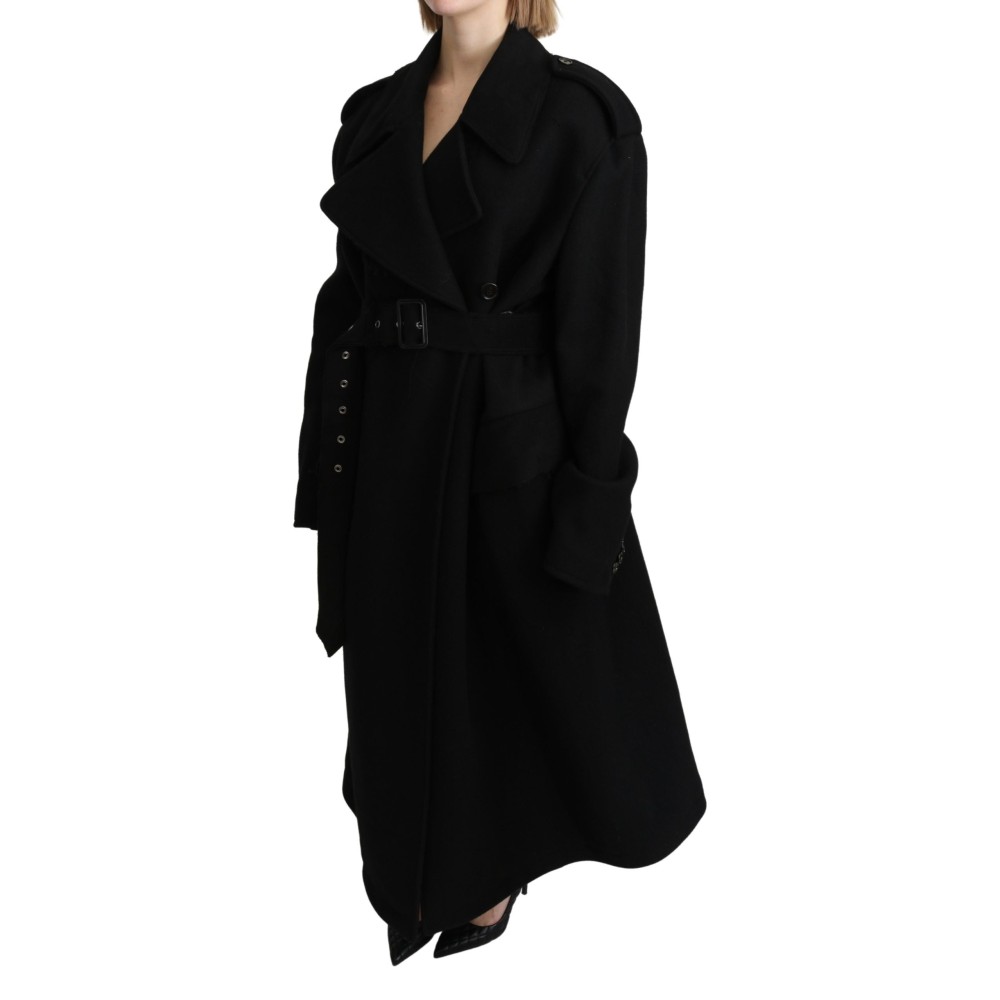 Dolce & Gabbana Eleganter Trenchcoat aus schwarzer Wolle