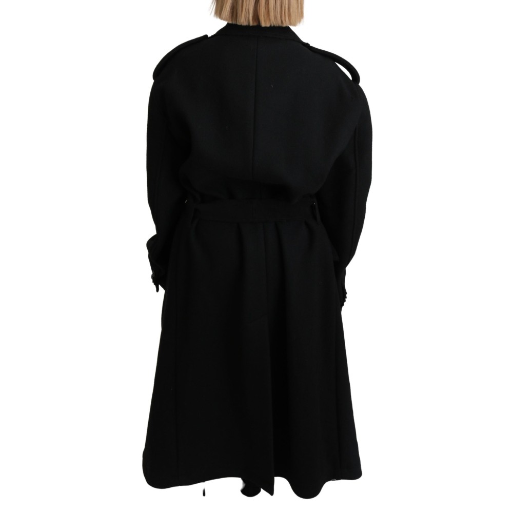 Dolce & Gabbana Eleganter Trenchcoat aus schwarzer Wolle