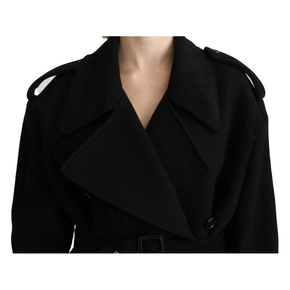 Dolce & Gabbana Eleganter Trenchcoat aus schwarzer Wolle