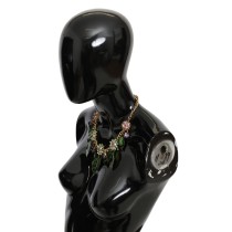 Dolce & Gabbana Elegante Kristall Charms Blätter Anhänger Halskette