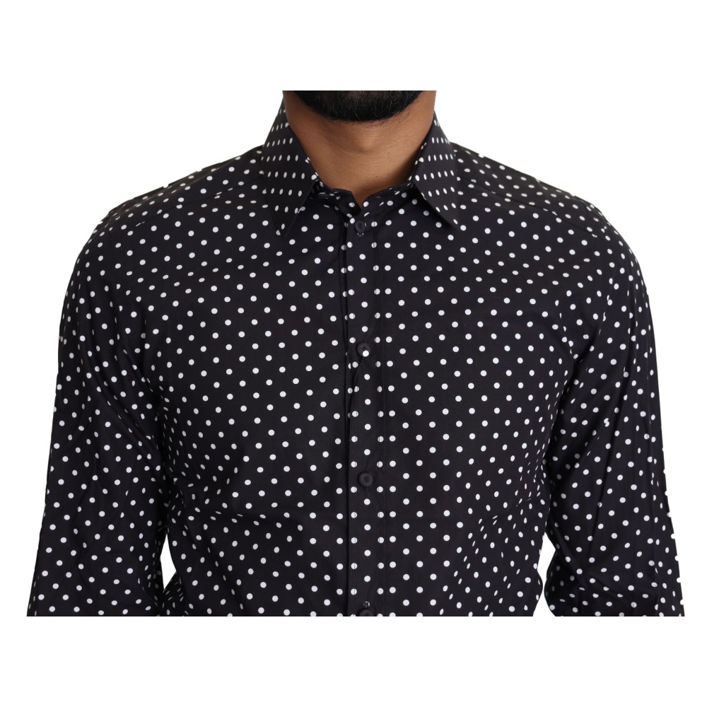 Dolce & Gabbana Elegantes Langarmhemd mit Polka Dot für Männer