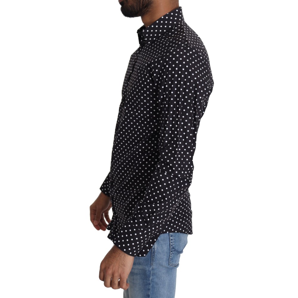Dolce & Gabbana Elegantes Langarmhemd mit Polka Dot für Männer