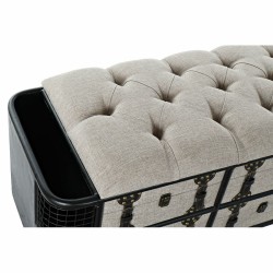 Hocker DKD Home Decor   120 x 40 x 50 cm Schwarz Beige Metall Polyurethan