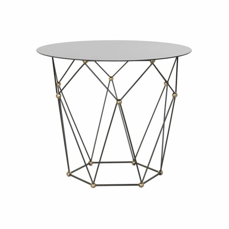 Table d'appoint DKD Home Decor Noir Métal Verre Doré (70 x 70 x 60 cm)