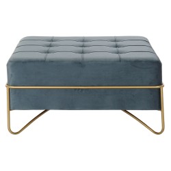 Bench DKD Home Decor   Foam Blue Golden Metal Polyester Velvet MDF Wood (80 x 80 x 42 cm)