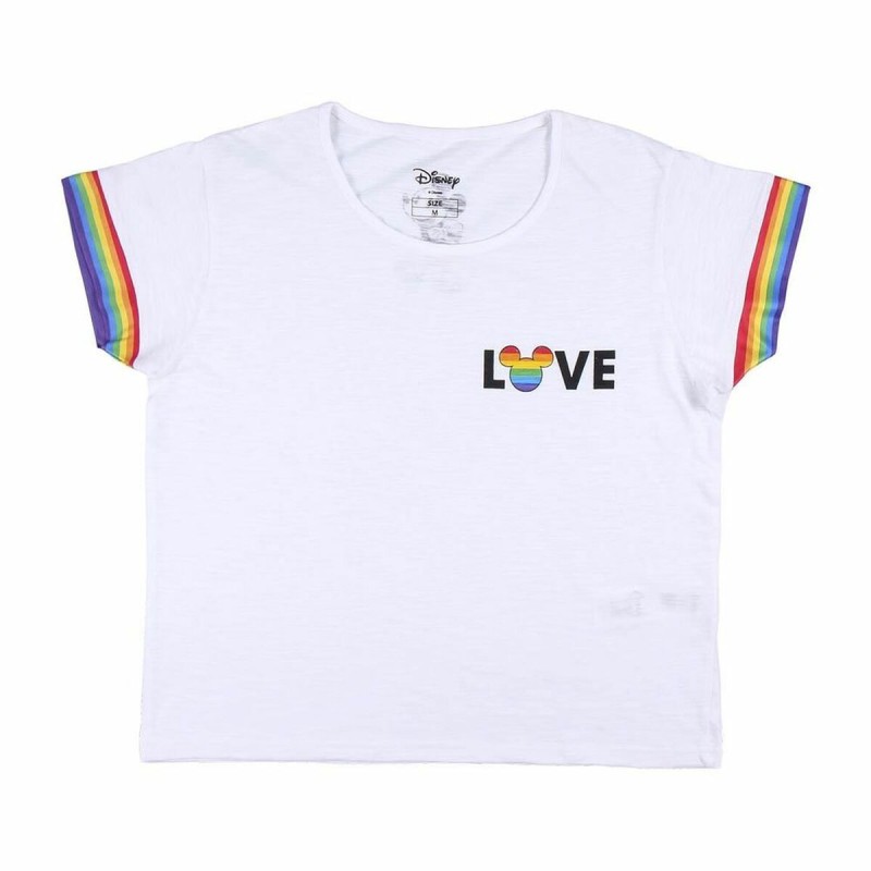 Damen Kurzarm-T-Shirt Disney Love Pride Weiß