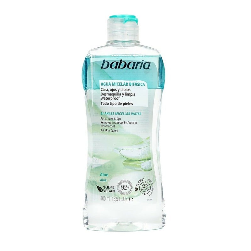 Zwei-Phasen-Reiniger zur Entfernung des Gesichts-Make-ups Babaria Micellares Wasser Aloe Vera (400 ml)