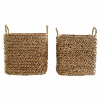 Basket set DKD Home Decor Brown Natural Rushes (2 Pieces)