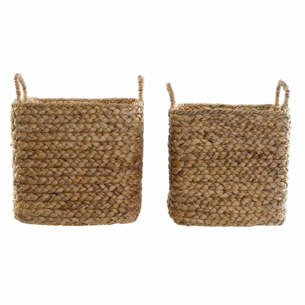 Basket set DKD Home Decor Brown Natural Rushes (2 Pieces)