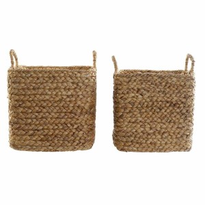 Basket set DKD Home Decor Brown Natural Rushes (2 Pieces)