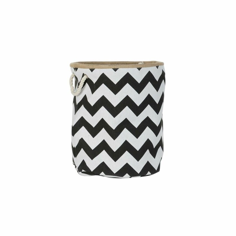 Basket DKD Home Decor White Black Jute Zigzag Modern 38 x 38 x 45 cm