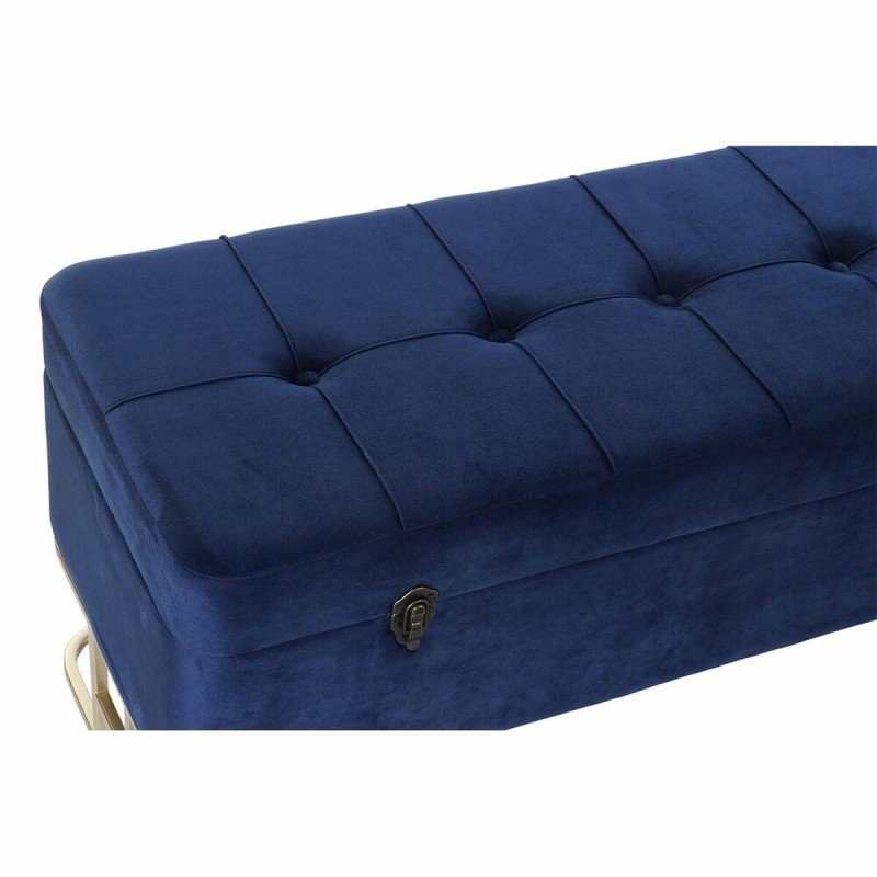 Banquette DKD Home Decor   Bleu Doré Métal Velours (90 x 40 x 47 cm)