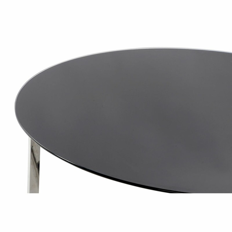 Table Basse DKD Home Decor Noir Argenté Verre Acier Plastique 100 x 100 x 45 cm