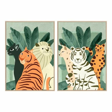 Cadre DKD Home Decor 83 x 4,5 x 123 cm Tropical animaux (2 Unités)