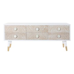 TV furniture DKD Home Decor 119 x 42 x 50 cm Fir Golden White Light brown