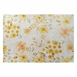 Tapis DKD Home Decor Jaune Blanc Polyester Coton Fleurs (200 x 290 x 0.5 cm)