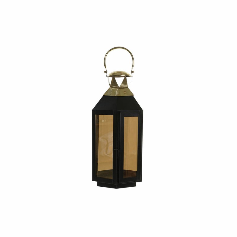 Lantern DKD Home Decor Black Crystal Iron Golden (22 x 20 x 46 cm)