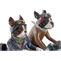 Deko-Figur DKD Home Decor 27 x 10 x 24 cm Rot Blau Motorrad Gelb Vintage Hund (2 Stück)