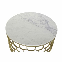 Table d'appoint DKD Home Decor 81 x 81 x 42 cm Doré Blanc Plastique Marbre Fer