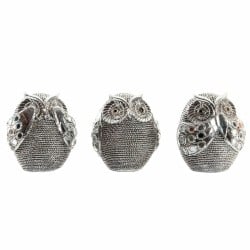 Decorative Figure DKD Home Decor Multicolour Silver Owl Chromed 12 x 11 x 14 cm (3 Units)