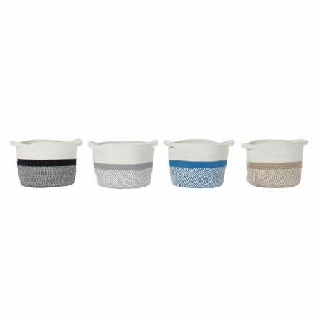 Basket DKD Home Decor Blue Black Beige Grey 25 x 25 x 20 cm (4 Pieces)