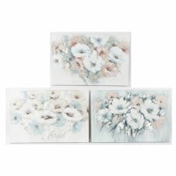 Cadre DKD Home Decor 120 x 3,5 x 80 cm Fleurs Shabby Chic (3 Pièces)