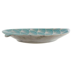 Centre de Table DKD Home Decor 27,5 x 16 x 3 cm Turquoise Oriental Chrome Feuille d'une plante