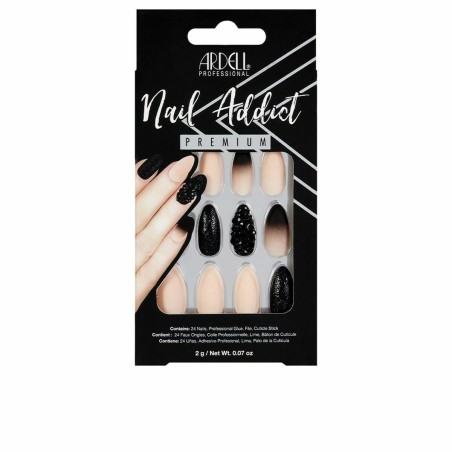 False nails Ardell Nail Addict Black Stud & Pink Ombre (24 pcs)