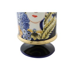 Vase DKD Home Decor Face Porcelain Blue 11 x 11 x 25 cm Multicolour