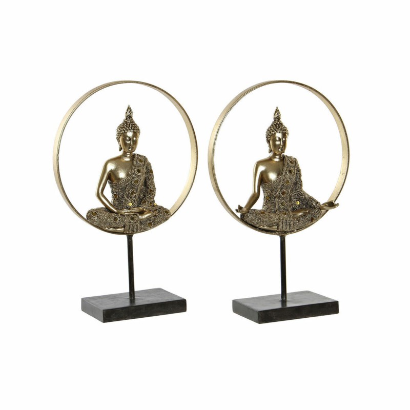 Figurine Décorative DKD Home Decor 26 x 11 x 40 cm Noir Doré Buda Oriental (2 Unités)