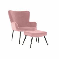 Fauteuil DKD Home Decor S3023869 Noir Rose Métal Plastique Velours Moderne 70 x 60 x 84 cm