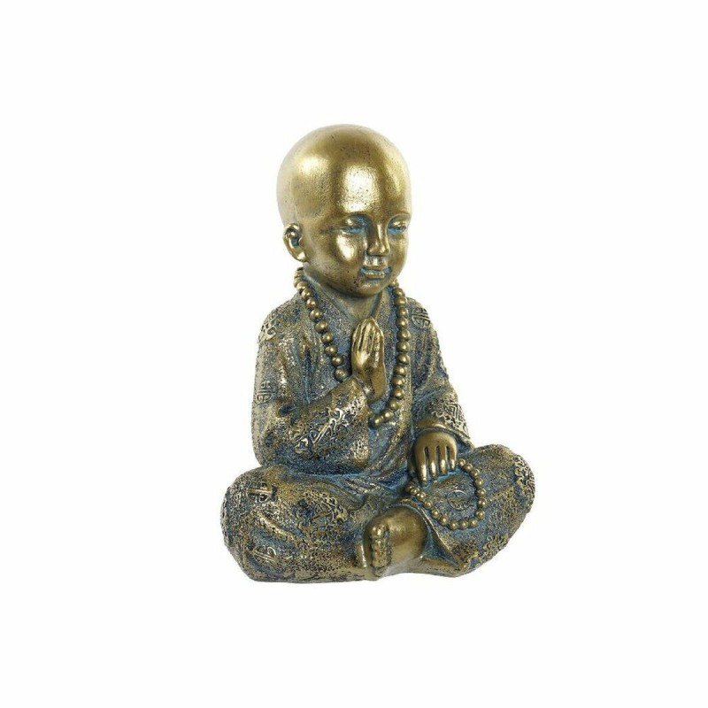 Decorative Figure DKD Home Decor Blue Multicolour Golden Monk Oriental 17 x 13,6 x 21,8 cm