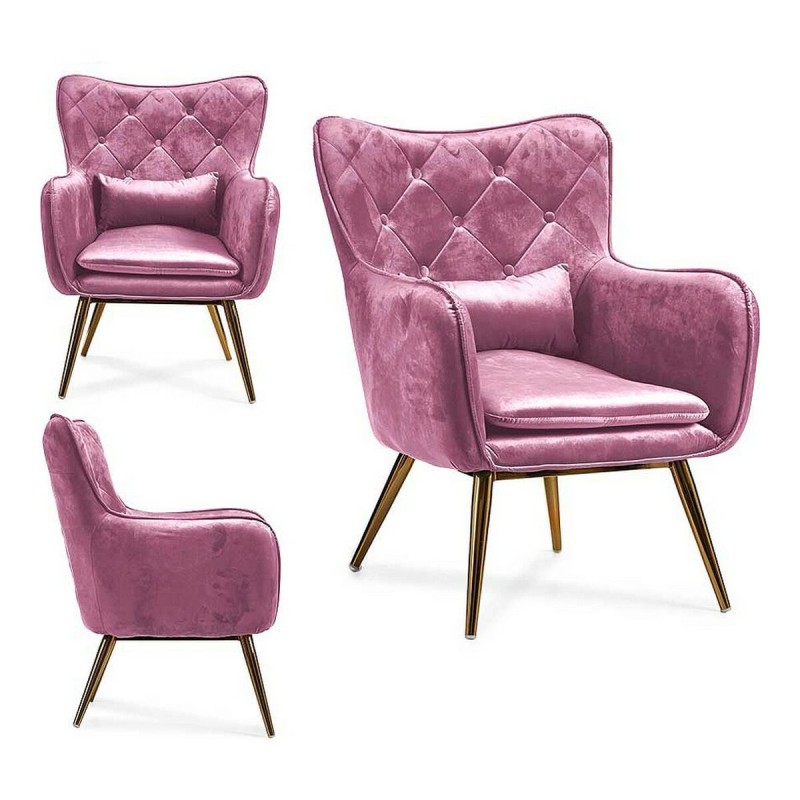 Fauteuil Rose Velours (68 x 92 x 70 cm)