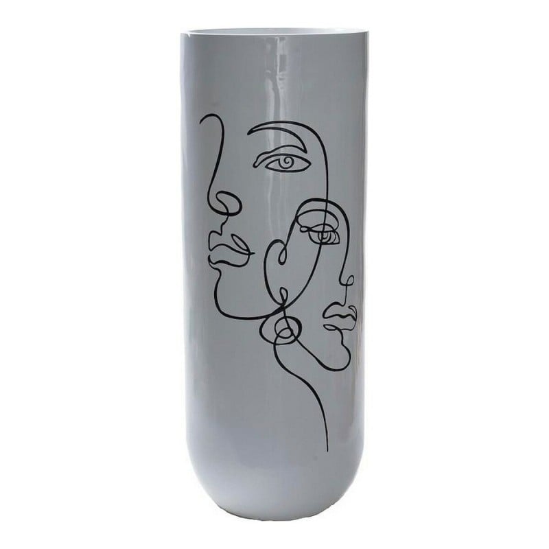 Vase DKD Home Decor Abstrait Blanc Résine Moderne (35 x 35 x 90 cm)