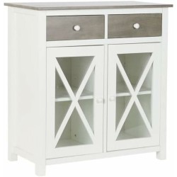 Caisson à Tiroirs DKD Home Decor Blanc Gris Verre Peuplier Cottage 80 x 40 x 85 cm